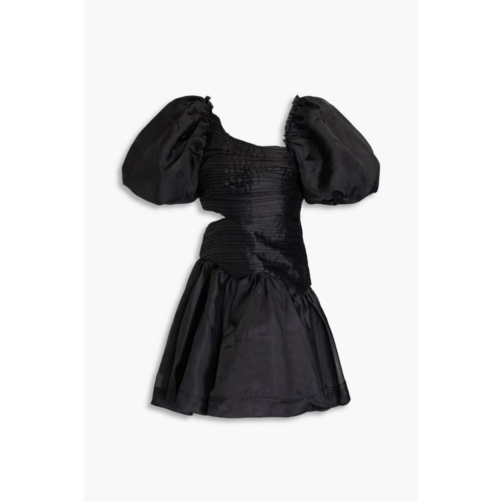 AJE Joan asymmetric pintucked organza mini dress